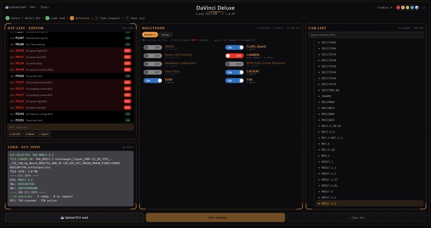 DaVinci Deluxe Cloud Edition V1.0.43 interface