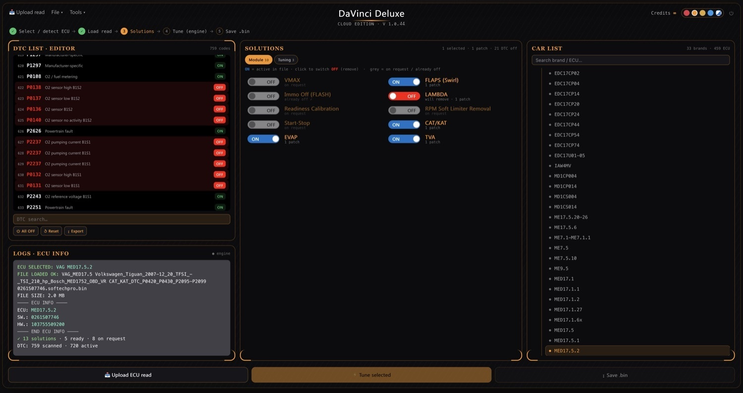 Interfaz de DaVinci Deluxe Cloud Edition V1.0.44