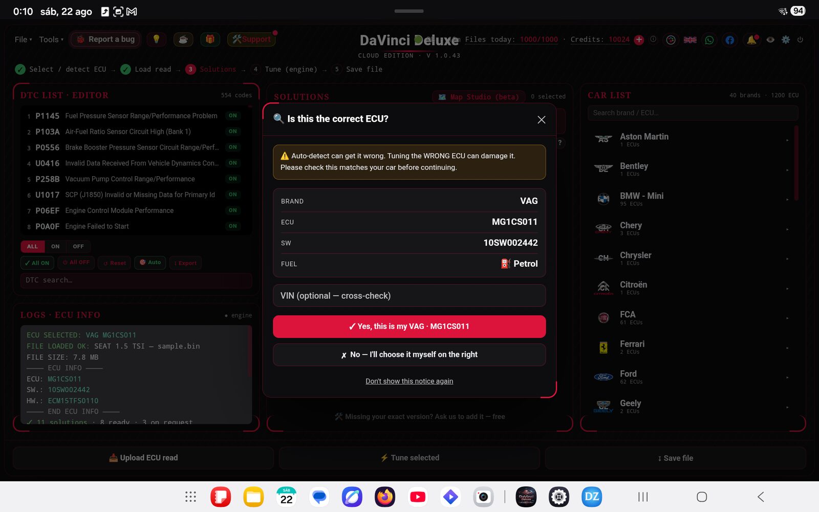 DaVinci Deluxe on Android 7