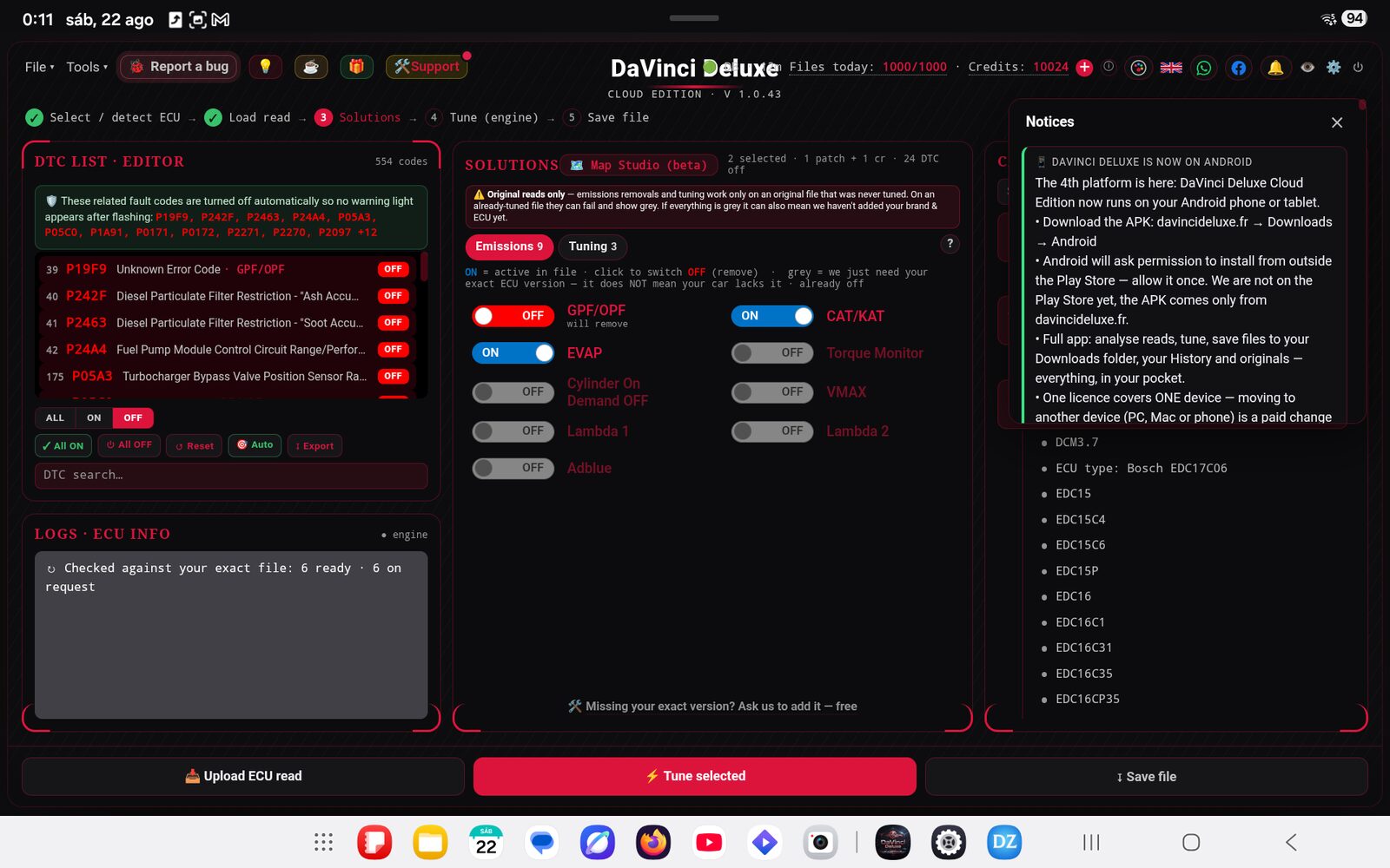 DaVinci Deluxe on Android 13